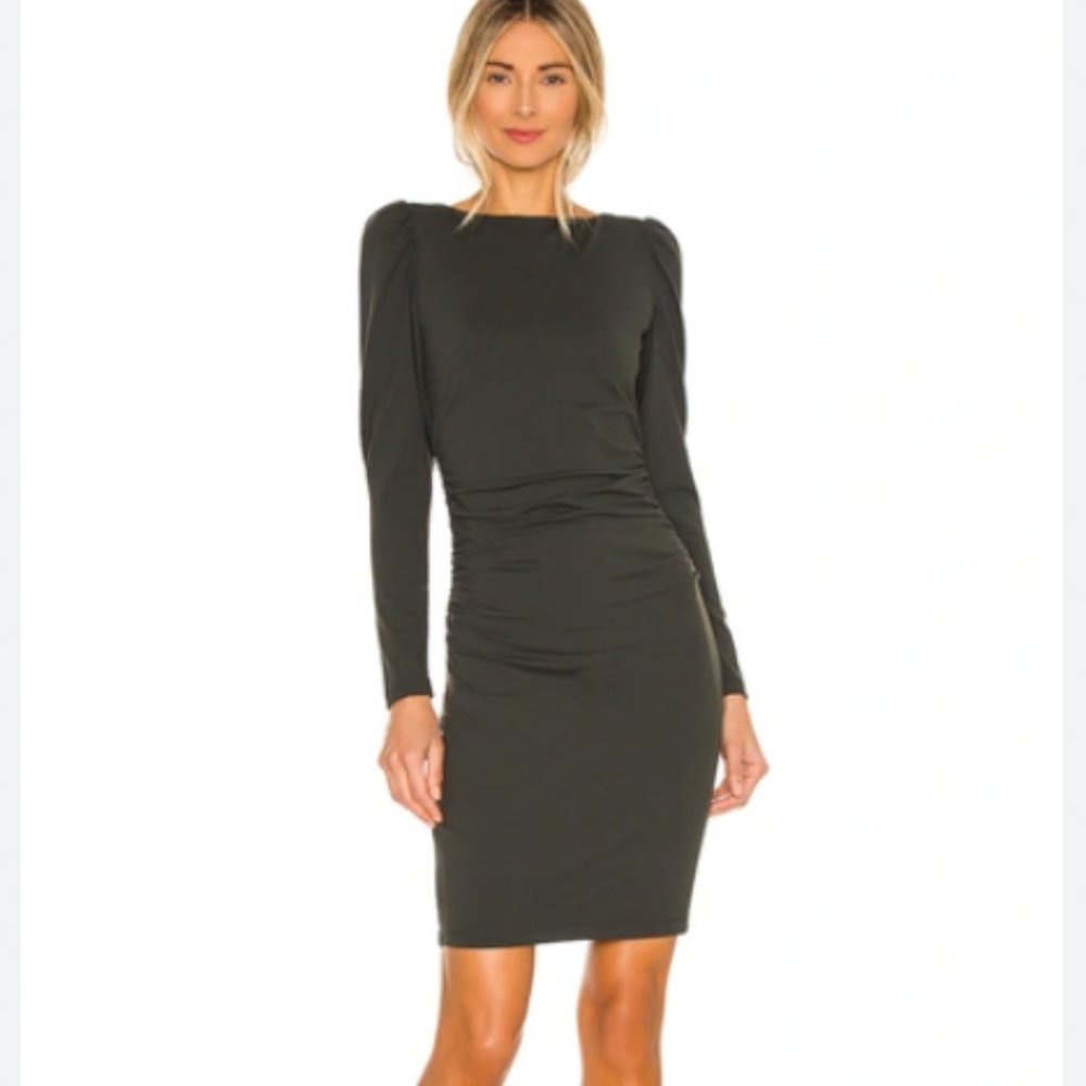 Susana Monaco Long Sleeve Puff Sleeve Ruched Dress Size M